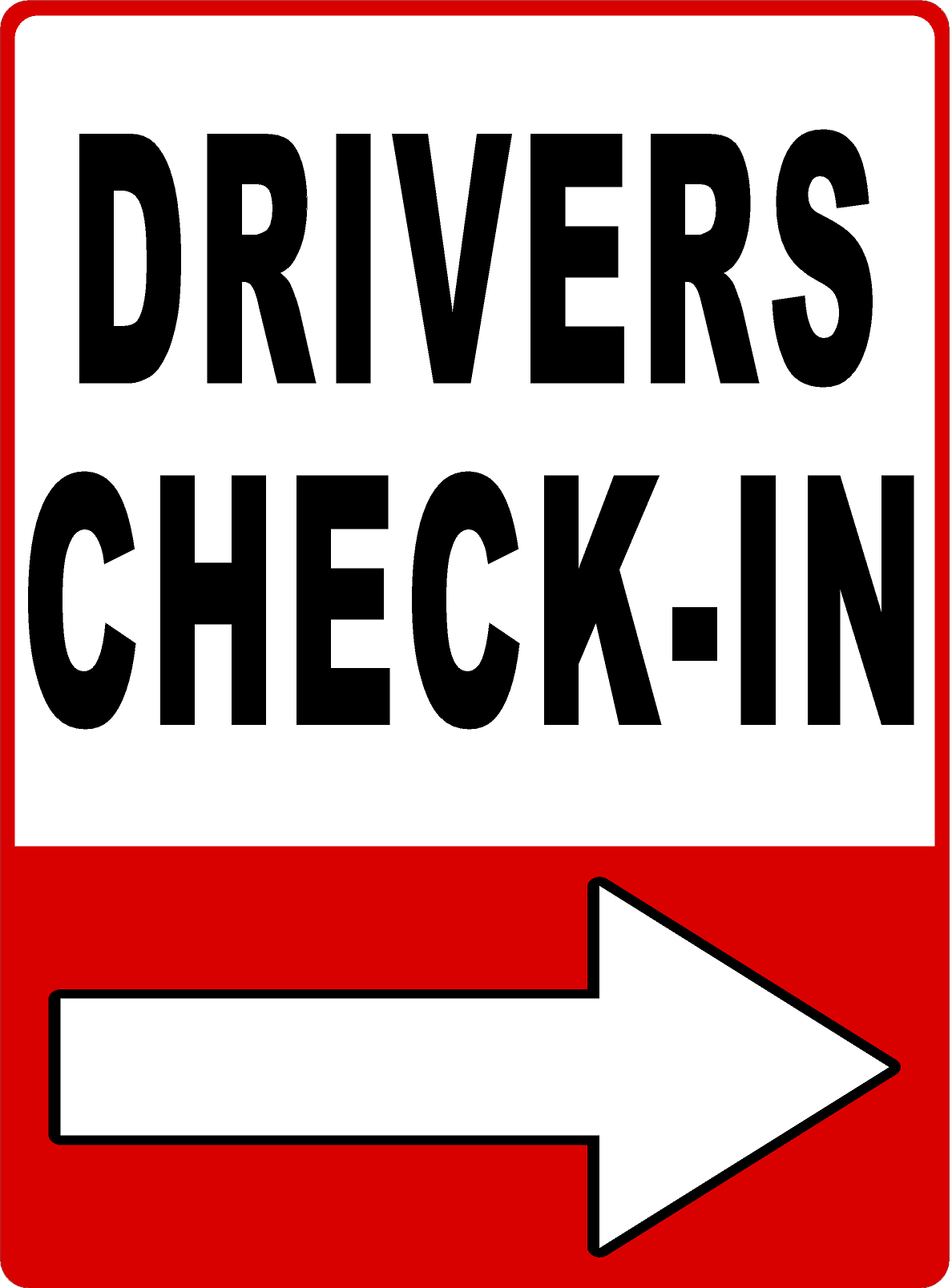 Distribution Center Check in Sign with Arrow
