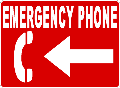 Emergency Phone Sign with Arrow
