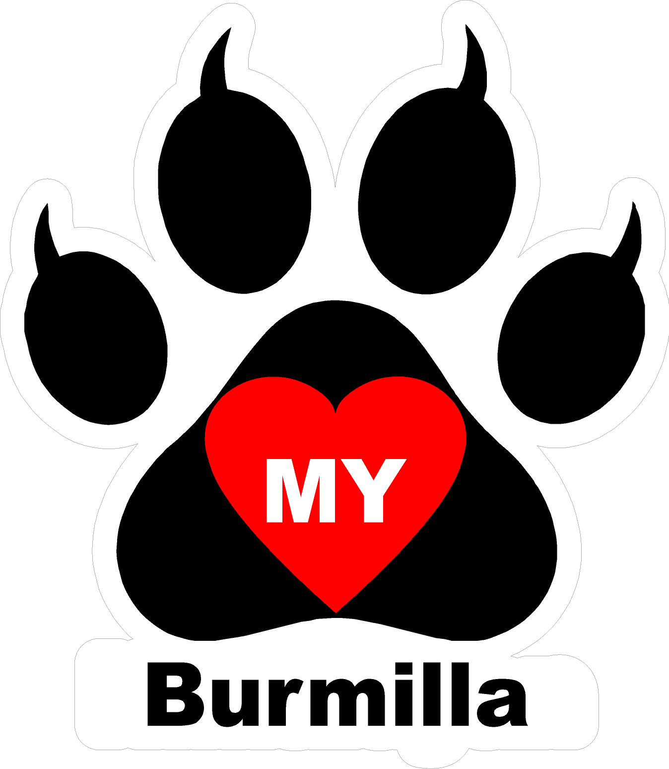 I Love My Cat (Choice of Breed) Decal
