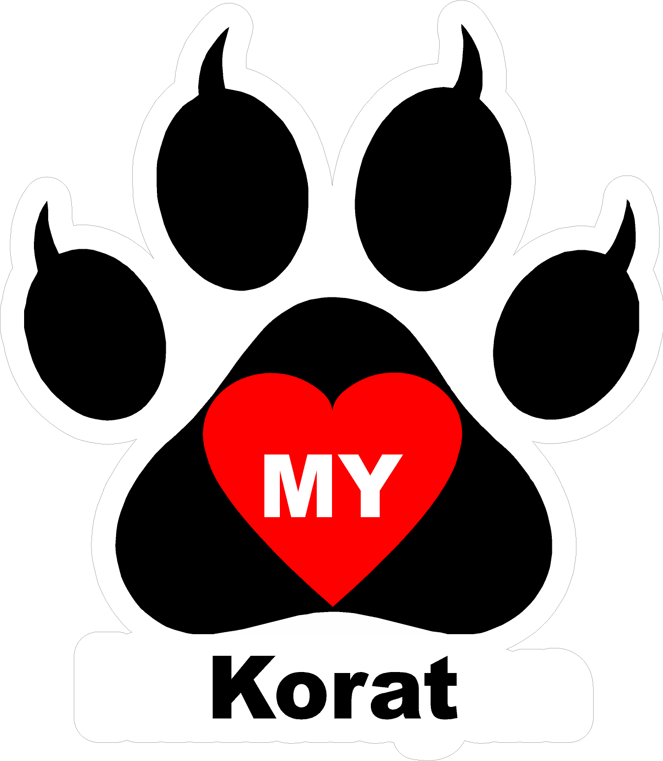 I Love My Cat (Choice of Breed) Decal