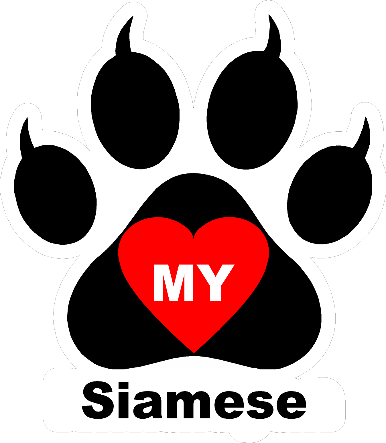I Love My Cat (Choice of Breed) Decal