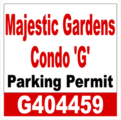 Parking Permit with Numbering Decal