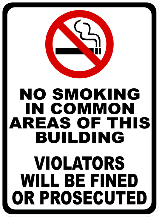 No Smoking in Common Areas of Building Sign