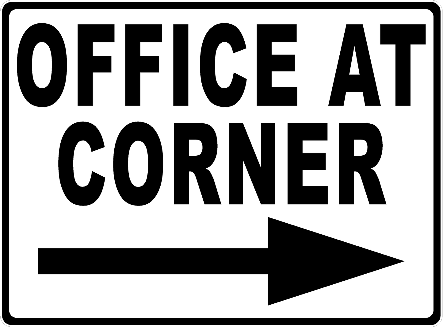 Office at Corner Sign with Arrow