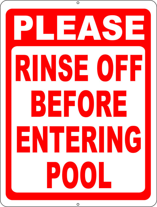 Please Rinse Off Before Entering Pool Sign