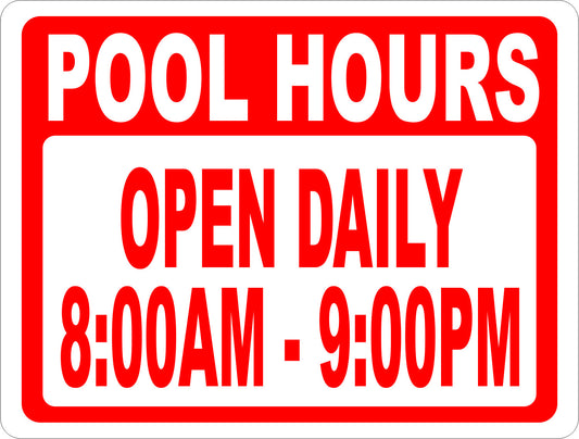 Pool Hours Sign